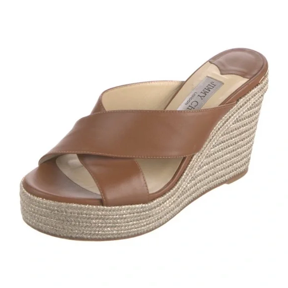 Authentic Jimmy Choo Brown Espadrille Sandals - Picture 2 of 5